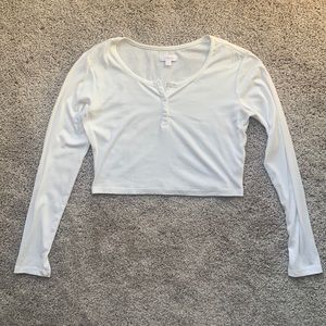 Colsie long sleeve rib henley crop